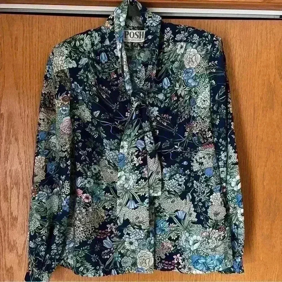 VTG Floral Tie neck blouse  Posh by Jay Anderson Blouse - Picture 4 of 7